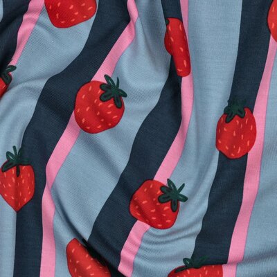 Strawberry blue Stripes and Fruits jersey
