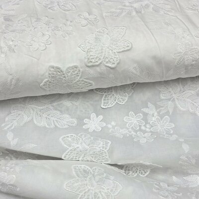 wit Bloemen Luxe broderie katoen *S