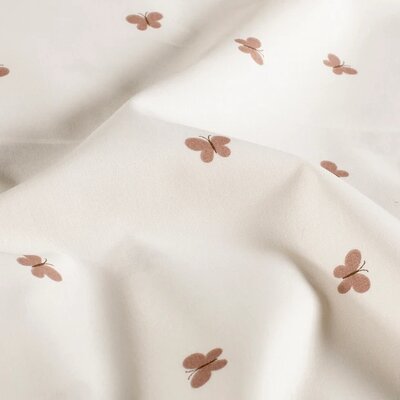 wit (off white) mauve Vlinders poplin katoen *S