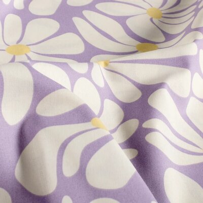 lila wit geel Grote Bloemen poplin katoen *S