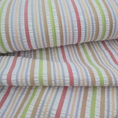 wit lila beige roze oranje lime Streepjes katoen Seersucker *S
