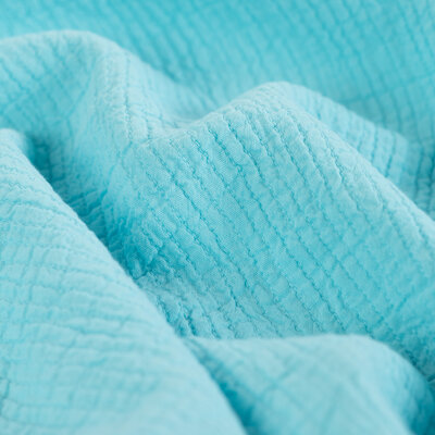 blauw (turquoise) katoen Seersucker (op=op)