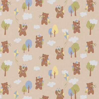 beige (natural-kiezel) bruin blauw groen wit geel Avontuurlijke Beren katoen