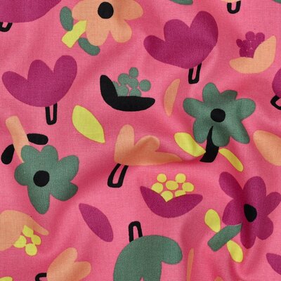 roze (blush) gekleurde Bloemen Biologische poplin katoen - Jennifer Bouron *S