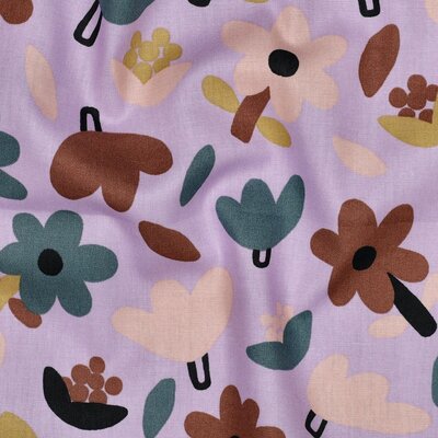 lila bruin gekleurde Bloemen Biologische poplin katoen - Jennifer Bouron *S