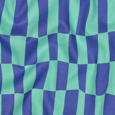 blauw groen Ruiten Biologische poplin katoen - Jennifer Bouron *S