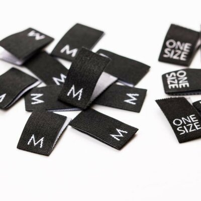 black white sewinglabels size M 10pcs