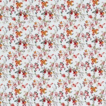 wit (off white) fris gekleurde Kleine Bloemetjes digitale poplin katoen