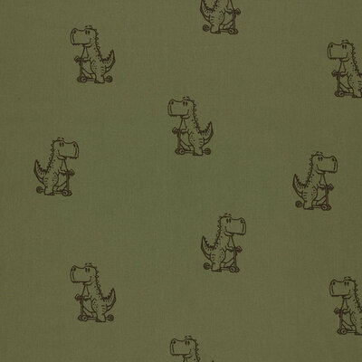 groen (army) Dinosaurus poplin katoen *S