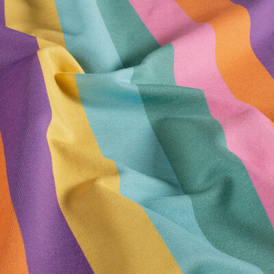 roze geel oranje blauw paars groen FVJ Strepen Streep -  french terry *S