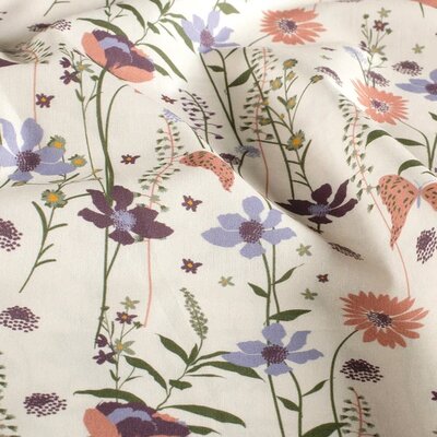 wit (off white) lila roze-terracotta mauve VeldBloemen poplin katoen *S