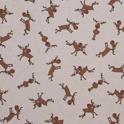 beige bruin Grappige Eland X-mas linnenlook canvas *S