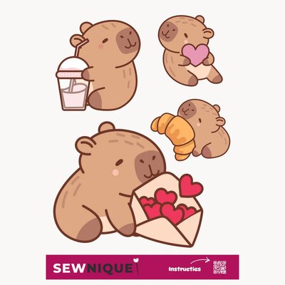 Strijkapplicatie set A5 - Capibara’s