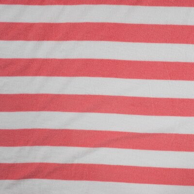 wit roze (koraal) Brede Strepen badstof tricot (babybadstof) *S