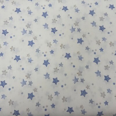 wit blauw grijs Sterretjes udi digitale katoen *S