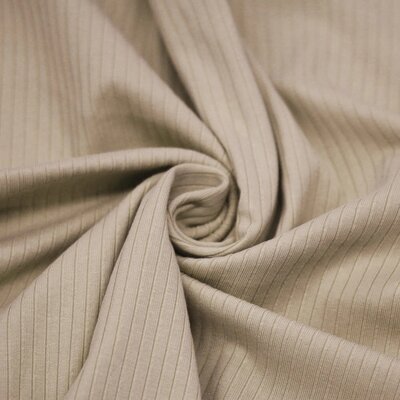 beige (taupe) katoenen nieuwe BREDE Baby rib tricot SOFT *S
