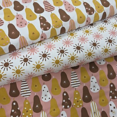 Stofpakket Fruit en Zon – tricot 3 x 1m (op=op)