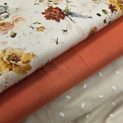 Stofpakket Rozen en Terracotta – tricot 3 x 1m (op=op)