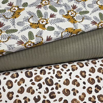 Stofpakket Stoere leeuwen – tricot 3 x 1m (op=op)
