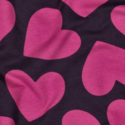 paars violet Grote Harten -  french terry *S