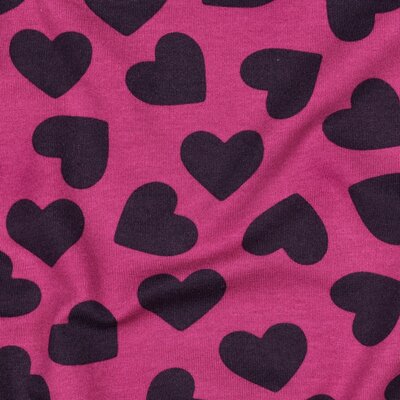 lila (violet) paars Harten -  french terry *S