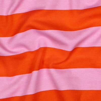 roze oranje Strepen Streep -  french terry