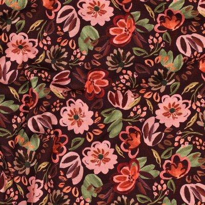 rood (bordeaux) roze oranje groen Bloemen digitale tricot *S