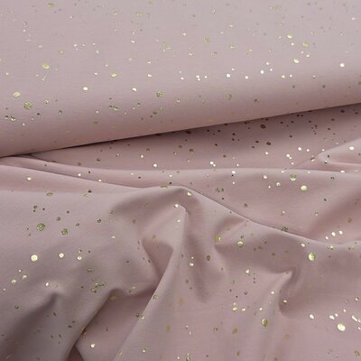 roze (nude) gouden confetti stippen -  glitter tricot *S