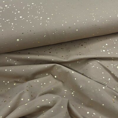 camel (beige) gouden confetti stippen -  glitter tricot *S
