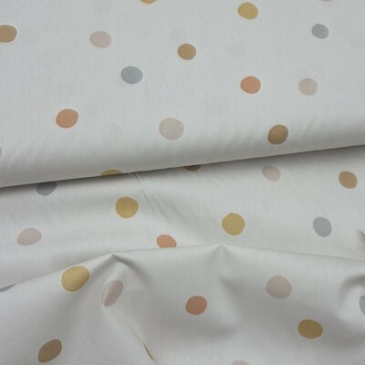 wit (off white - grijzig) Pastel Stippen digitale poplin katoen *S