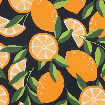 blauw (donker marine) oranje Citroenen Fruit digitaal GECOAT katoen *S