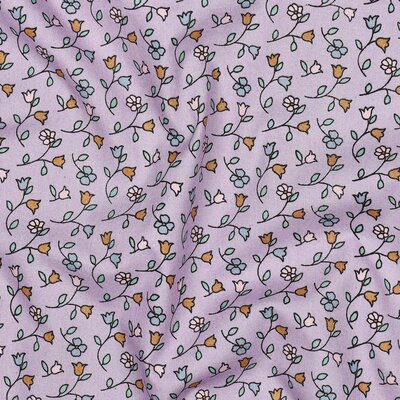 lila caramel wit kleine Bloemen poplin katoen *S