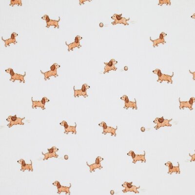 wit (off white) cacao Spelende Hond - digitaal fijne katoenen Baby rib tricot SOFT *S
