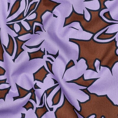 bruin lila Abstracte Bloemen poplin katoen (op=op)