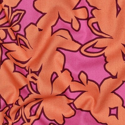 roze oranje Abstracte Bloemen poplin katoen *S