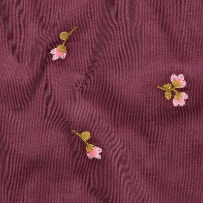 roze (oud) perzik Bloemetjes Broderie Corduroy babyrib *S