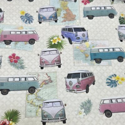 wit (natural) groen blauw roze Volkswagen Summer canvas *S