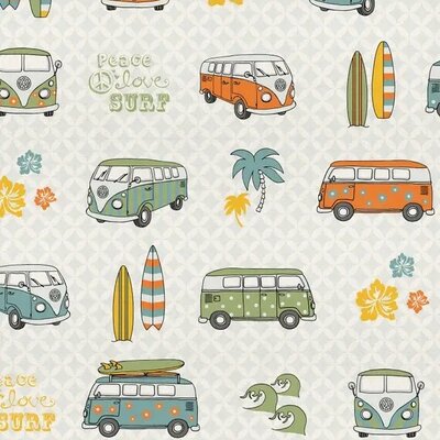 wit (natural) groen oranje blauw Volkswagen Retro canvas *S