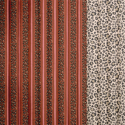 cognac (toffee) zwart roze Panterprint Strepen en Beige Luipaard Dubbelzijdig Gevoerde katoen *S
