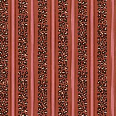 cognac (toffee) zwart roze Panterprint Strepen poplin katoen 
