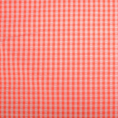 roze (licht) rood (koraal) ruitjes katoen Seersucker