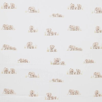 wit (off white) beige grijs Familie Olifanten digitaal poplin katoen *S