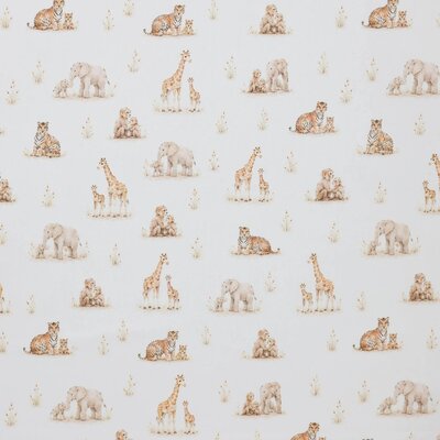 wit (off white) camel Familie Dieren digitaal poplin katoen *S