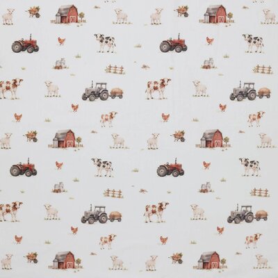 off white terracotta brown Farmanimals digital poplin