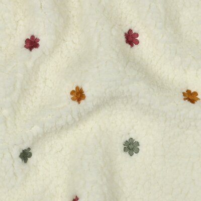 wit (off white) gekleurde Geborduurde Bloemetjes Broderie teddy borg *S