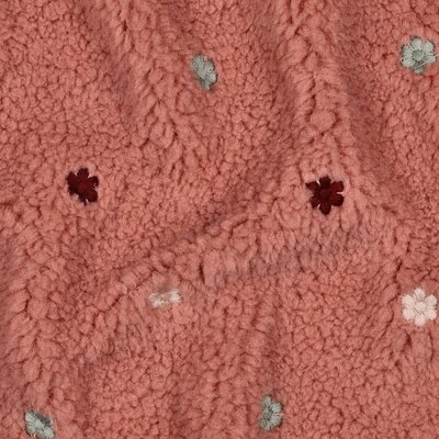 SOON - roze-terracotta gekleurde Geborduurde Bloemetjes Broderie teddy borg *S