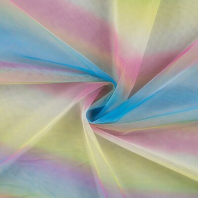 geel blauw oranje groen roze regenboog fijne soft tule *S