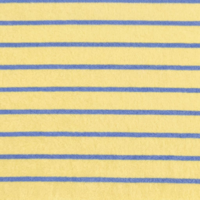 SOON - geel (boter) blauw (jean) Strepen badstof tricot (babybadstof)