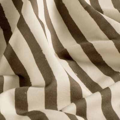 wit (natural) taupe Strepen  -  biologische french terry *S