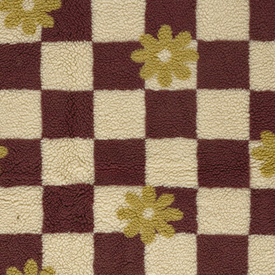 wit (natural) bordeaux beige Retro Blokken met Bloemen teddy borg *S